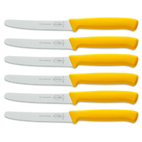 F DICK FDICK x 6 Micro Serrated Utility Steak Knives Knife Tomato YELLOW 11cm