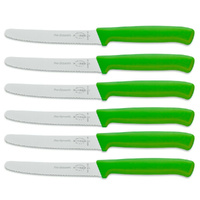 F DICK FDICK x 6 Micro Serrated Utility Steak Knives Knife Tomato GREEN 11cm