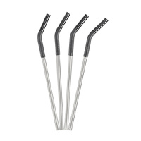 Klean Kanteen 4 Pack Steel Straw Set Black , Pints & Tumblers , Silicone Tip 