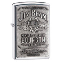 Zippo Jim Beam Full Label Pewter Chip , High Polished Chrome Lighter 94257