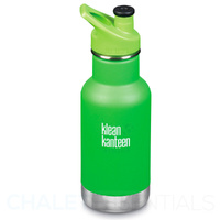 KLEAN KANTEEN KID CLASSIC INSULATED 355ML 12OZ SPORTS CAP GREEN LIZARD TAILS BOTTLE