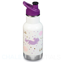 KLEAN KANTEEN KID CLASSIC INSULATED 355ML 12OZ SPORTS CAP UNICORN LEAP BOTTLE