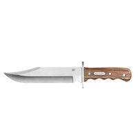 WINCHESTER Bowie Double Barrel Fixed Stainless Blade Knife Zebra Wood Handle and Sheath 31003435
