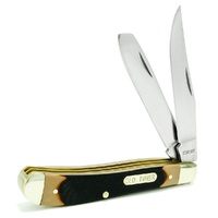 New SCHRADE YU94OT Gunstock Trapper Old timer 2 Blade Knife Lockback Stainless Blade