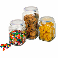 Glasslock Tempered Glass 3pc Storage Canister Set With Lid - 28034