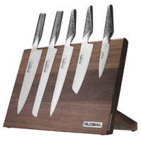 New Global TAKUMI 6pc Walnut Magnetic Knife Block Set Knives 6 Piece Japanese