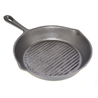 Trenton Cast Iron Ribbed Skillet Frying Pan W/ Handle 20cm - Grill Pan Griddle 