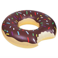 New Pump By SUNNYLIFE Giant Inflatable CHOCOLATE DONUT Huge Pool Ring Beach Raft