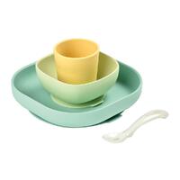 New BEABA 4pc Silicone Suction Meal Set 4 Piece - Yellow