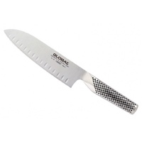 GLOBAL G-80 EX G48 SANTOKU FLUTED BLADE COOKS KNIFE 18CM CROMOVA STAINLESS STEEL MADE IN JAPAN 
