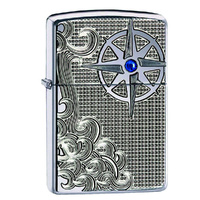 Zippo Luxury Waves Genuine Armor Case Chrome Finish Pocket Lighter Windproof