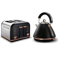 NEW MORPHY RICHARDS ACCENTS ROSE GOLD KETTLE + 4 SLICE TOASTER , MATTE BLACK