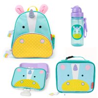 Skip Hop Zoo Backpack + Lunch Bag  + Lunch Box + Drink Bottle 4pc Set - Unicorn