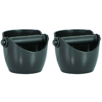 2 x Avanti Coffee Knock Box Espresso Grinds Waste Tamper Bin - Black
