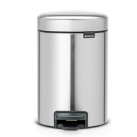 BRABANTIA PEDAL BIN 5L W/ PLASTIC BUCKET 3 LITRE - NEWICON MATT STEEL 01801