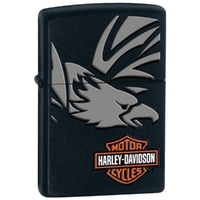 NEW ZIPPO MATTE BLACK HARLEY DAVIDSON EAGLE LIGHTER
