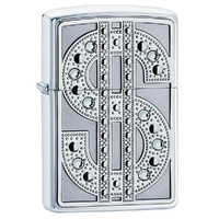 NEW ZIPPO HIGH POLISH CHROME BLING EMBLEM LIGHTER