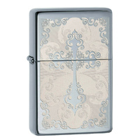 NEW ZIPPO HIGH POLISH CHROME VINTAGE CROSS LIGHTER