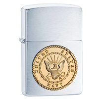 NEW ZIPPO BRUSHED CHROME US NAVY EMBLEM LIGHTER