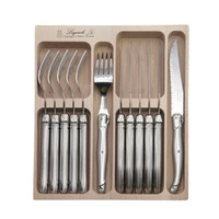 NEW LAGUIOLE BY ANDRE VERDIER DEBUTANT CUTLERY SET MIRROR 12PC , STAINLESS STEEL