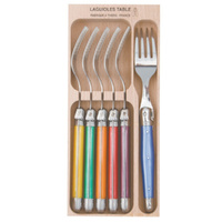 NEW LAGUIOLE BY ANDRE VERDIER DEBUTANT TABLE FORK 6PC , MULTI COLOUR