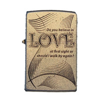 ZIPPO DO YOU BELIEVE IN LOVE SATIN CHROME FINISH CIGAR CIGARETTE LIGHTER