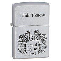 ZIPPO I DIDN'T KNOW ANGELS SATIN CHROME FINISH CIGAR CIGARETTE LIGHTER