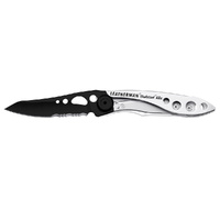 LEATHERMAN SKELETOOL KBX FOLDING POCKET KNIFE COMBO BLADE , BLACK / SILVER