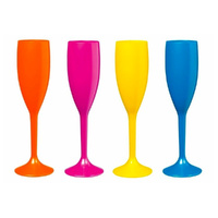 NEW SERRONI CARNIVALE 4 PIECE CHAMPAGNE FLUTE 210ML - MIXED