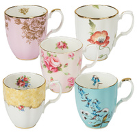 Royal Albert 100 Years 1950-1990 350ml Mug Set of 5 , 5pc Mug