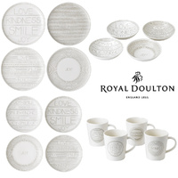 Royal Doulton ED Ellen DeGeneres 16pc Taupe Accents Dinner Bowl Mug Plate  Set of 16