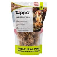 Zippo Tinder Shreds , 15 Natural Pine & Paraffin Fire Starters Outdoor Easy Spark