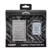 ZIPPO JACK DANIELS STREET CHROME LIGHTER AND FLASK GIFT SET
