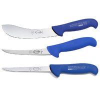 F DICK 15CM B FLEXIBLE + CURVED BONING + SKINNING BUTCHER KNIFE , SET OF 3 KNIVES