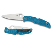 NEW SPYDERCO ENDURA 4 LIGHTWEIGHT FLAT GROUND PLAIN BLADE KNIFE BLUE C10FPBL
