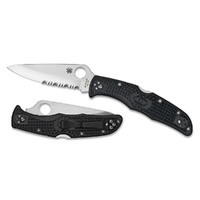 Spyderco Endura 4 Lightweight Combo Blade Folding Knife Black , YSC10PSBK