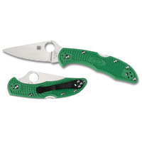 Spyderco Delica 4 Lightweight Green Flat Ground Plain Blade , YSC11FPGR