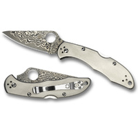 Spyderco Delica 4 Titanium Damascus - Plain Blade YSC11TIPD