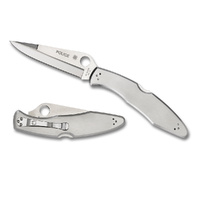 NEW SPYDERCO POLICE MODEL PLAIN BLADE FOLDING KNIFE STAINLESS STEEL YSC07P 
