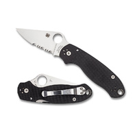 Spyderco Para 3 Combo Blade Folding Knife Black Handle , YSC223GPS