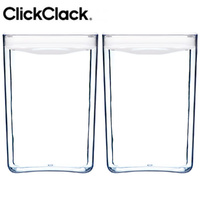 2 X CLICKCLACK 4.3L PANTRY CUBE CONTAINER W/ LID WHITE 4300ML AIR TIGHT