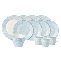 NEW ROYAL DOULTON PASTELS 16PC DINNER SET OF 16 , BLUE