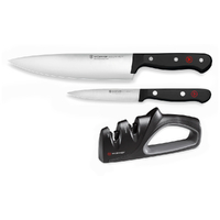 Wusthof Gourmet Knife and Sharpener Set 3 Piece Black