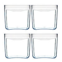4 X CLICKCLACK 1.9L PANTRY CUBE CONTAINER W/ LID WHITE 1900ML AIR TIGHT