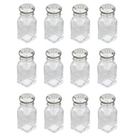 12 x Glass Salt and Pepper Shakers Square 60ml