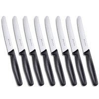 Victorinox Steak and Tomato Knife 11cm Wavy Edge - Set of 8 - Black 5.0833