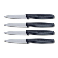 Victorinox 4pc Paring Knife Set of 4 , Serrated Edge Pointed Tip , Black 5.0633