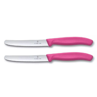 Victorinox Steak & Tomato Knife Pistol Grip 11cm Pink Set x 2 Knives