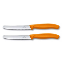 Victorinox Steak & Tomato Knife Pistol Grip 11cm Orange Set x 2 Knives