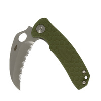 Honey Badger Claw Large Serrated Blade Folding Pocket Knife , Green